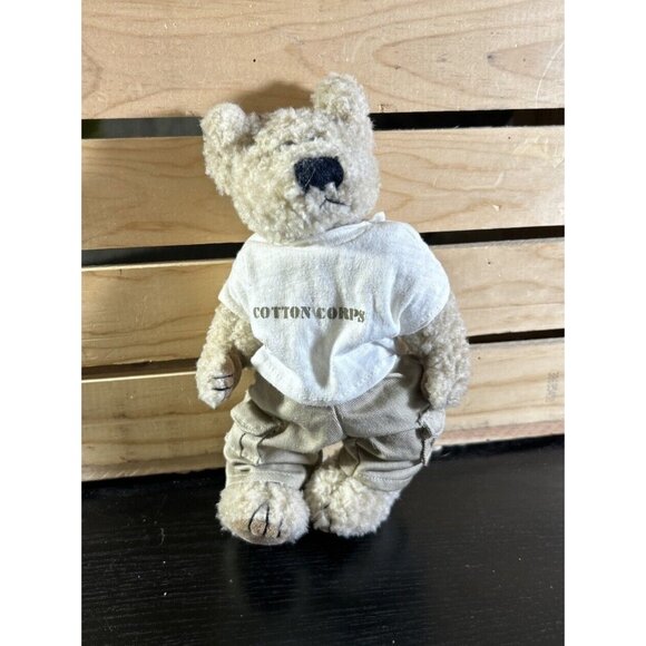 GEO PALS 'Cotton Corps' Plush Jointed Teddy Bear Beanbag Stuffed Animal 9" Tall - Picture 1 of 5